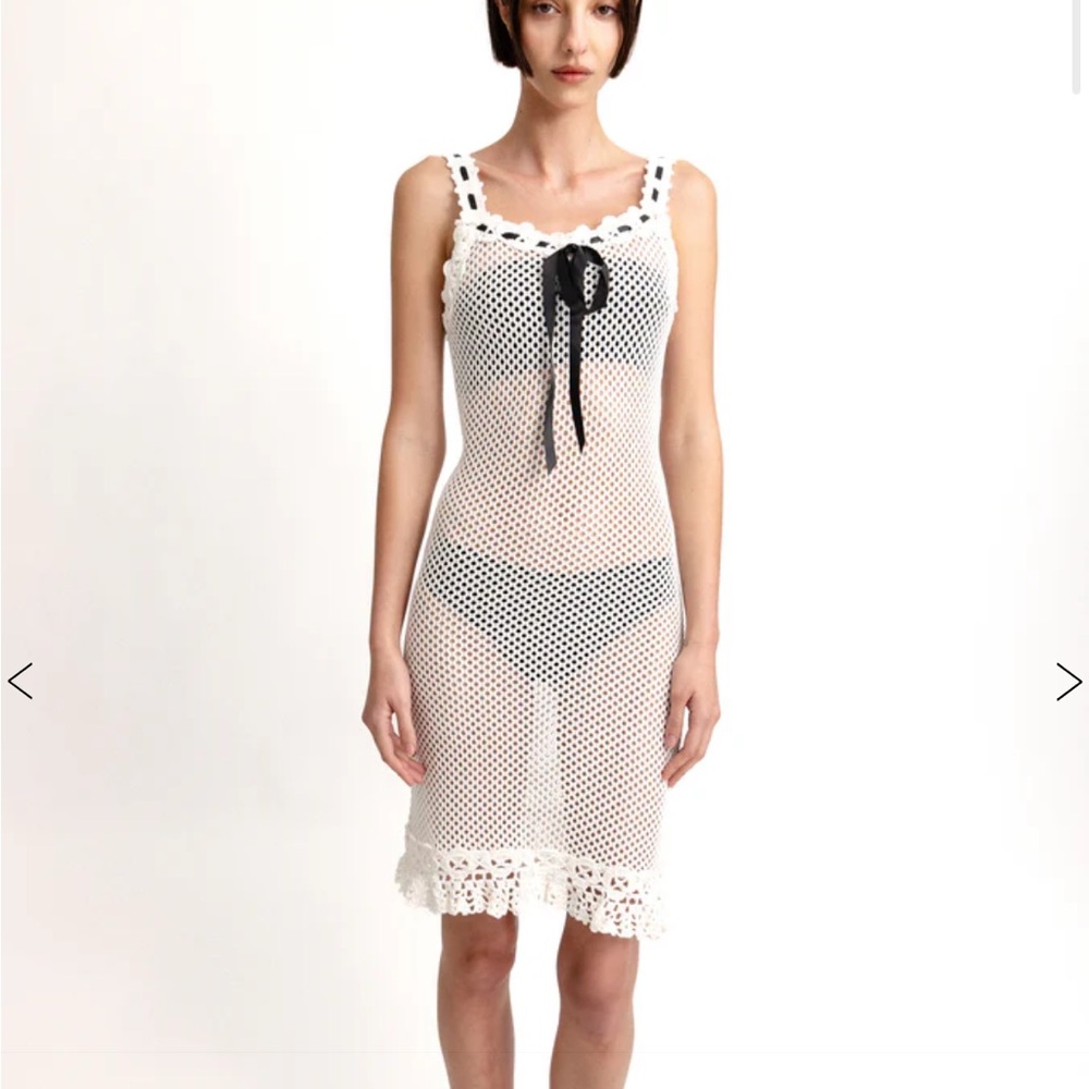 With Jean medium Mila midi dress Elegant White Mesh Dress - Picture 2 of 4